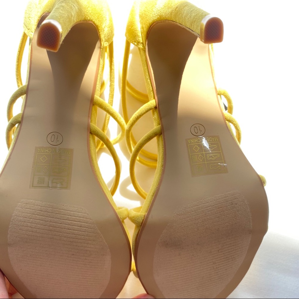 Fashion Nova yellow straps heels suede size 10 - Picture 4 of 10